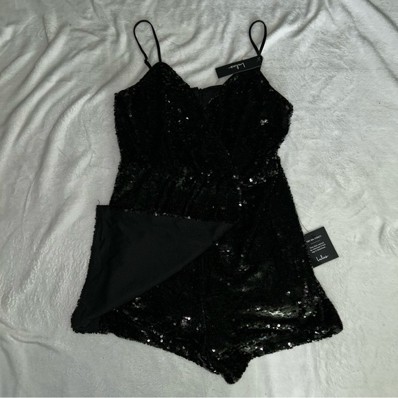 Lulu's Black Sequin Wrap Jumpsuit - Picture 12 of 14